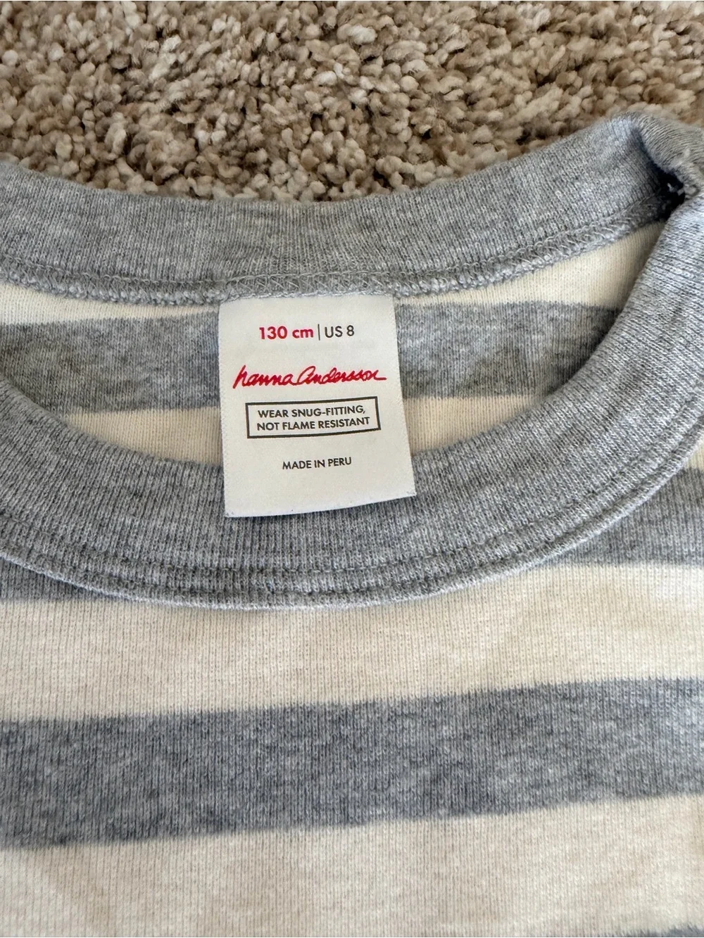 Hanna Andersson Gray & Cream Striped Long Sleeve Pajama Set